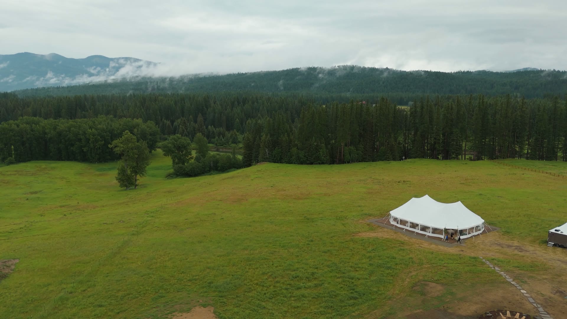 Sailcloth tent set in the Flathead Valley