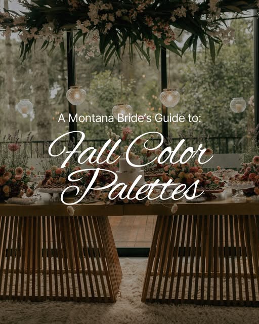 A Montana Bride's Guide to Fall Color Palettes, over an autumn tablescape lit by hanging globe lanterns