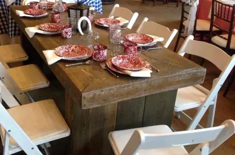 6' Barnwood Table, a rental table from the Celebrate Event Rentals catalog