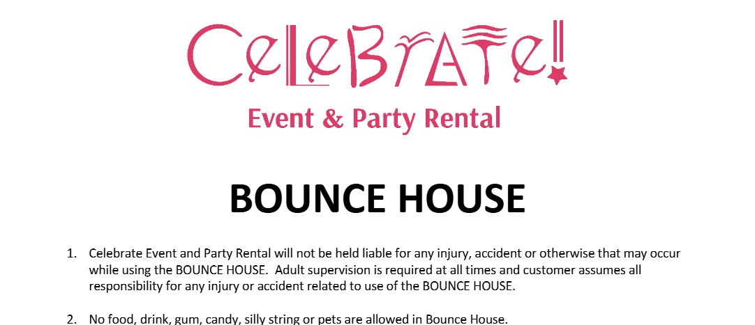First page of the Bounce House Waiver document